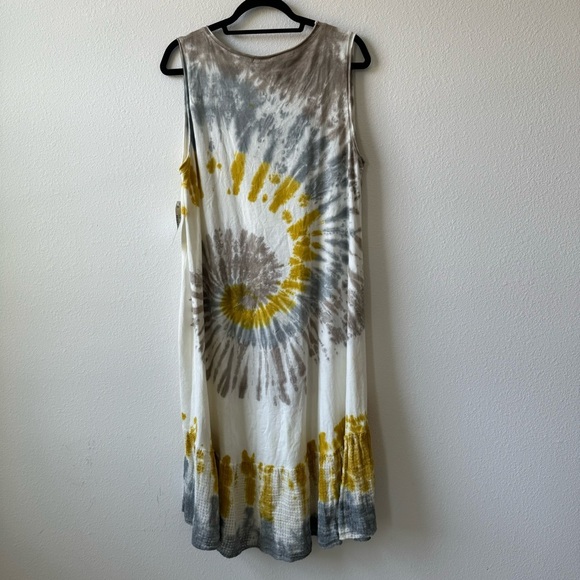 Italy Made Shyloh Tie Dye Midi Sun Dress crochet Bottom Ombre Yellow One Size - Picture 2 of 7